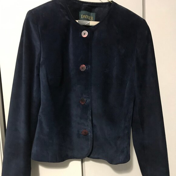 Danier Ladies Dark Blue Suede Jacket - Picture 1 of 3